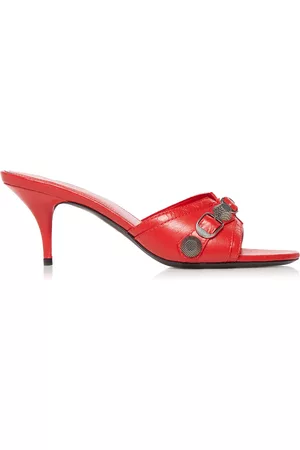 Balenciaga Women Sandals - Women's Cagole Leather Sandals - Red - IT 36 - Moda Operandi