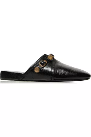 Balenciaga Women Flip Flops - Women's Cosy Cagole Leather Slides - Black - IT 35 - Moda Operandi