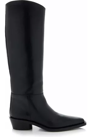 Proenza Schouler Women Knee High Boots - Women's Bronco Leather Knee Boots - Black - IT 36 - Moda Operandi