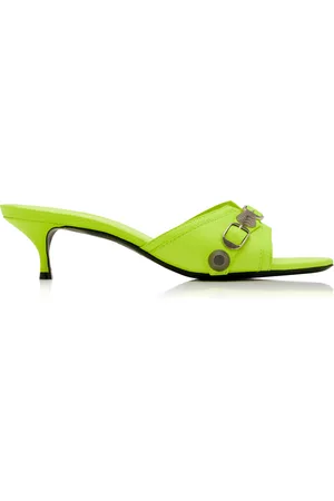 Balenciaga Women Sandals - Women's Cagole Studded Leather Sandals - Yellow - IT 36 - Moda Operandi