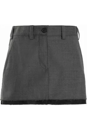 Miu Miu Women Mini Skirts - Women's Wool Mini Skirt - Grey - IT 36 - Moda Operandi