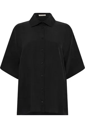 St Agni Tops - Women's Unisex Silk Shirt - Black - XS - Only At Moda Operandi