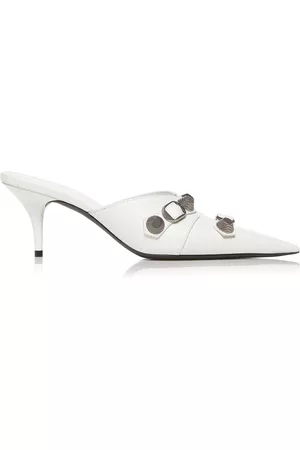 Balenciaga Women Sandals - Women's Cagole Studded Leather Mules - White - IT 36 - Moda Operandi