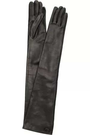 VALENTINO Women Gloves - Women's Garavani Vlogo Signature Leather Gloves - Black - 7 - Moda Operandi