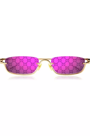 Gucci Women Sunglasses - Women's GG Narrow Square-Frame Metal Sunglasses - Purple - OS - Moda Operandi