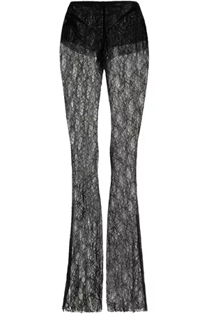 Serafini Women Stretch Pants - Women's Stretch Lace Trousers - Black - IT 38 - Moda Operandi