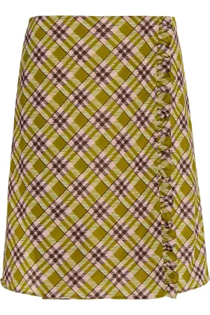 Miu Miu Women Printed Skirts - Women's Printed Ruffle-Trimmed Jersey Skirt - Yellow - IT 36 - Moda Operandi