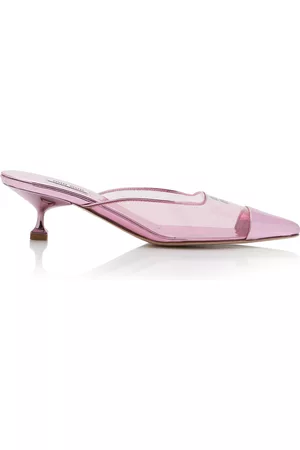 Miu Miu Women Sandals - Women's Sabot Metallic Mules - Pink - IT 36 - Moda Operandi