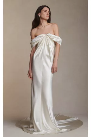 Danielle Frankel Women Party Dresses - Women's Cleo Wool And Silk Blend Satin Gown - Off-White - US 00 - Only At Moda Operandi