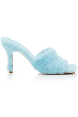 Bottega Veneta Women Sandals - Women's Stretch Fur Mule Sandals - Blue - IT 36 - Moda Operandi