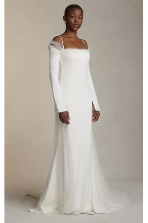 Danielle Frankel Women Party Dresses - Women's Leona Tulle Overlay Cady Gown - Off-White - US 00 - Only At Moda Operandi