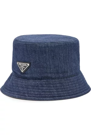 Prada Women Hats - Women's Denim Bucket Hat - Blue - S - Moda Operandi