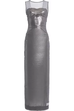 Dolce & Gabbana Women Casual Dresses - Women's Laminated Jersey and Tulle Stretch Long Dress - Metallic - IT 36 - Moda Operandi