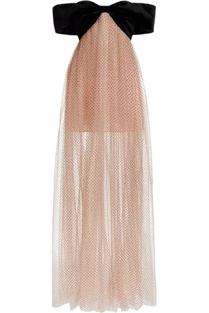Serafini Women Floor Length Tulle Dresses - Women's Off-The-Shoulder Polka-Dot Tulle Maxi Dress - Pink - IT 38 - Moda Operandi