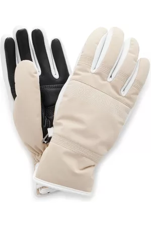 Bogner Women Gloves - Women's Hilla Leather-Trimmed Gloves - Neutral - 6.5 - Moda Operandi