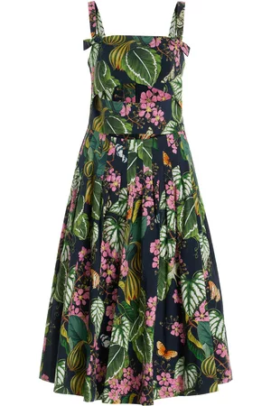 Oscar de la Renta Women Dresses - Women's Cutout Botanical Cotton Dress - Multi - US 6 - Moda Operandi