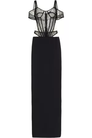 DAVID KOMA Women Party Dresses - Women's Lace-Detailed Crepe Gown - Black - UK 10 - Moda Operandi