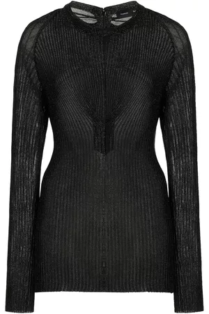 Proenza Schouler Women Sweaters - Women's Re-Edition Metallic Pleated Sweater - Black - XS - Moda Operandi