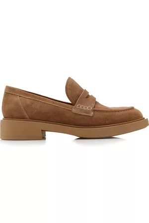 Gianvito Rossi Women Woven Loafers - Women's Harris Suede Loafers - Tan - IT 36 - Moda Operandi