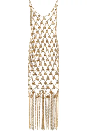 Paco rabanne Women Midi Dresses - Women's Embellished Metal Net Midi Dress - Gold - FR 34 - Moda Operandi