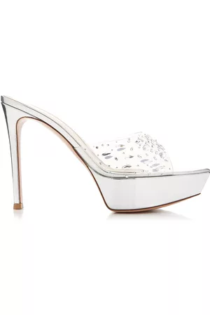 Gianvito Rossi Women Sandals - Women's Crystal-Embellished PVC Platform Sandals - Silver - IT 37 - Moda Operandi