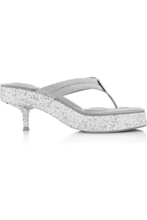 Alexander Wang Women Sandals - Women's Jessie Glitter Platform Sandals - Silver - IT 37.5 - Moda Operandi