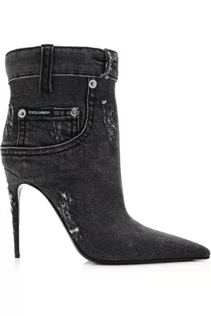 Dolce & Gabbana Women Boots - Women's Stivaletto Denim Ankle Boots - Black - IT 37 - Moda Operandi