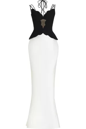 Rasario Women Party Dresses - Women's Сrepe Cutout Gown - Black/white - FR 36 - Moda Operandi