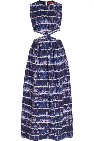 Altuzarra Women Printed Dresses - Women's Ashima Cutout Shibori-Print Cotton Maxi Dress - Blue - FR 34 - Moda Operandi