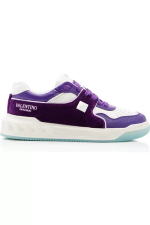 VALENTINO Women Designer sneakers - Women's Garavani One-Stud Velvet Sneakers - Purple - IT 36 - Moda Operandi