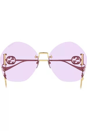 Gucci Women Sunglasses - Women's Round-Frame Metal Sunglasses - Pink - OS - Moda Operandi