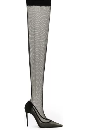 Dolce & Gabbana Women Thigh High & Over the Knee Boots - Women's Lollo Thigh-High Tulle Boots - Black - IT 37 - Moda Operandi