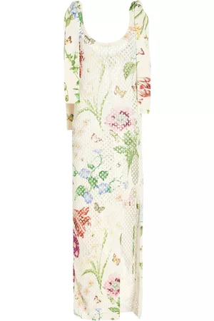 Oscar de la Renta Women Printed Dresses - Women's Floral Knit Mesh Dress - Print - XS - Moda Operandi