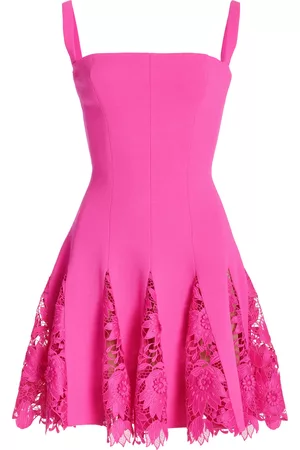 Oscar de la Renta Women Lace Dresses - Women's Guipure Lace Mini Dress - Pink - US 2 - Moda Operandi
