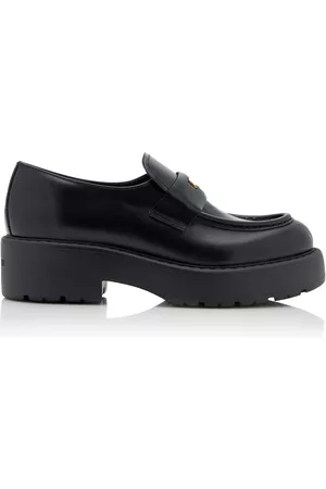 Miu Miu Women Loafers - Women's Decollete Leather Loafers - Black - IT 37 - Moda Operandi