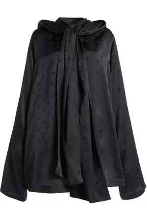 Balenciaga Women Tops - Women's Logo Jacquard Hooded Top - Black - FR 34 - Moda Operandi
