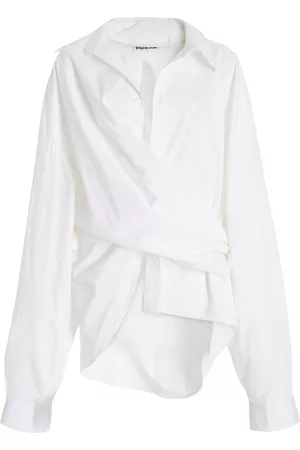 Balenciaga Women Slim Pants - Women's Cotton Wrap Shirt - White - FR 36 - Moda Operandi