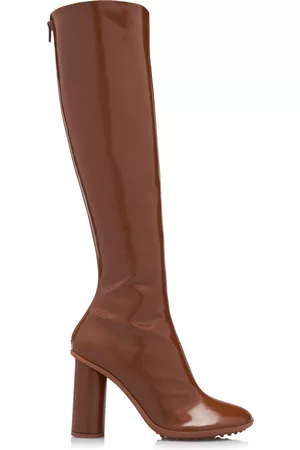 Bottega Veneta Women Patent Leather Shoes - Women's Atomic Patent Leather Knee Boots - Brown - IT 36 - Moda Operandi