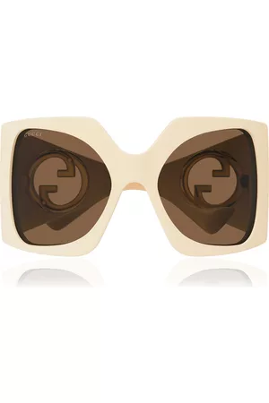 Gucci Women Sunglasses - Women's Blondie GG Oversized Square-Frame Acetate Sunglasses - Ivory - OS - Moda Operandi
