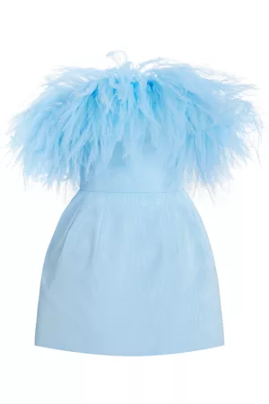 Oscar de la Renta Women Dresses - Women's Moire Faille Mini Dress - Blue - US 0 - Moda Operandi