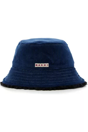 Marni Women Hats - Women's Cotton Corduroy Bucket Hat - Navy - S - Moda Operandi
