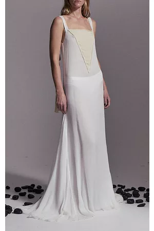Albus Lumen Women Casual Dresses - Women's Sona Contrast Triangle Silk Slip Gown - White - AU 6 - Only At Moda Operandi