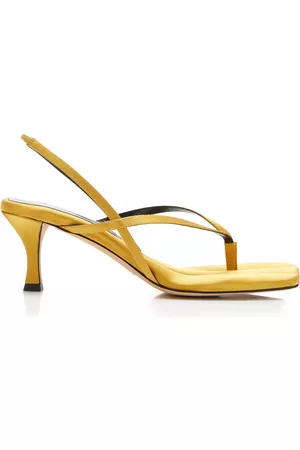 Proenza Schouler Women Sandals - Women's Square-Toe Satin Sandals - Gold - IT 36 - Moda Operandi