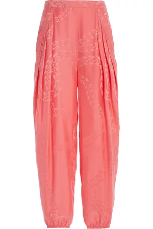 Stella McCartney Women Pants - Women's Pleated Jacquard Tapered-Leg Pants - Pink - IT 40 - Moda Operandi