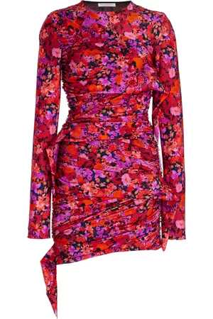 Serafini Women Casual Dresses - Women's Ruched Floral-Jersey Mini Dress - Red - IT 40 - Moda Operandi