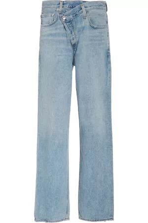 AGOLDE Women Straight Jeans - Women's Criss Cross Upsized Mid-Rise Straight-Leg Jean - Light Wash - 23 - Moda Operandi