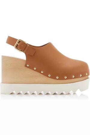 Stella McCartney Women Casual Shoes - Women's Elyse Vegan Leather Platform Clogs - Brown - IT 37 - Moda Operandi