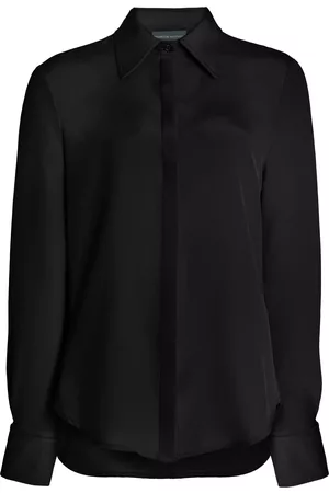BRANDON MAXWELL Women Blazers - Women's Spence Silk Crepe Button-Down Shirt - Black - US 2 - Moda Operandi