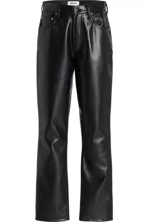 AGOLDE Women Leather Pants - Women's Riley High-Rise Leather Straight-Leg Pants - Black - 25 - Moda Operandi