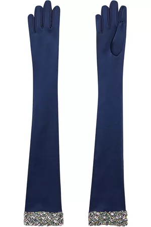 Safiyaa Women Gloves - Women's Antonia Silk Gloves - Navy - S - Moda Operandi